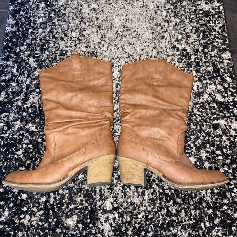 Faux Leather Cowgirl Boots